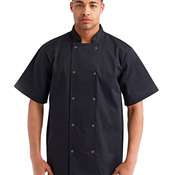 Unisex Ten Studded Front Short Sleeve Chef Coat