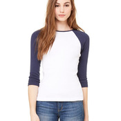 Women's Baby Rib Three Quarter Sleeve Contrast Raglan Tee