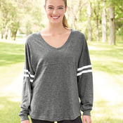 Women’s Slub Jersey Varsitee V-Neck Long Sleeve T-Shirt