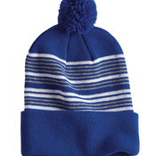 12" Striped Pom-Pom Knit Beanie
